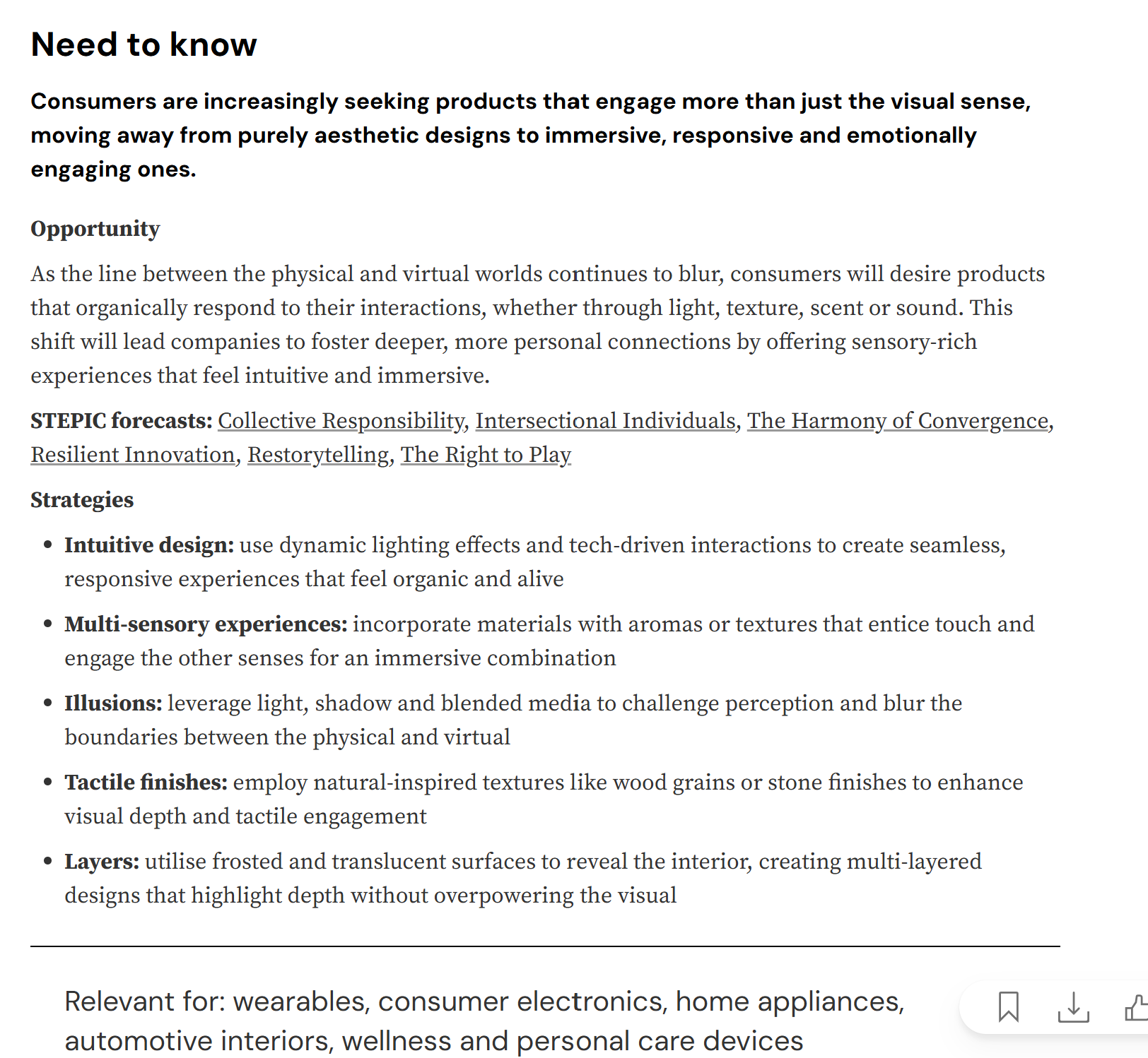 This category emphasizes multi-sensory interaction through touch, sight, sound, and smell, transforming products from merely “visually appealing” to delivering “immersive experiences.” It achieves more natural, emotional, and responsive design.
Breaking down the boundaries between physical and virtual realms, it advocates for harmonious synergy in materials, lighting, scents, and sounds to spark intuitive and emotional resonance in users. It prioritizes not just functionality, but the “integrity of the sensory experience.”
For example: The Focus aroma diffuser mood lamp by Gian Luigi Singh (Italy) gently guides users into moments of mindfulness and concentration with its glowing cylindrical form and scent releases.
The most critical trend data in the report indicates that consumers are shifting from purely visual aesthetics toward multi-sensory immersive experiences. They increasingly seek connections with products that “respond to their interactions.” This represents a key direction within STEPIC's forecast titled “The Harmony of Convergence.”
This trend reflects users' desire for “mind-body interaction” with products. Therefore, in 3D-printed wearable projects, I will integrate elements like tactile textures, soft light variations, and gentle auditory feedback. This allows wearers to receive emotional responses through multiple senses, creating an immersive experience.